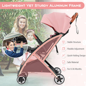 Lightweight aluminium frame baby stroller with net, angled view showcasing design and functionality.