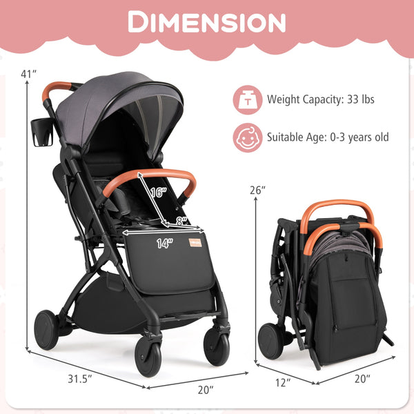 Lightweight Baby Stroller Compact Travel Stroller with One-Hand Folding