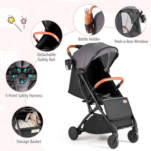 Lightweight Baby Stroller Compact Travel Stroller with One-Hand Folding