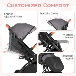 Lightweight Baby Stroller Compact Travel Stroller with One-Hand Folding