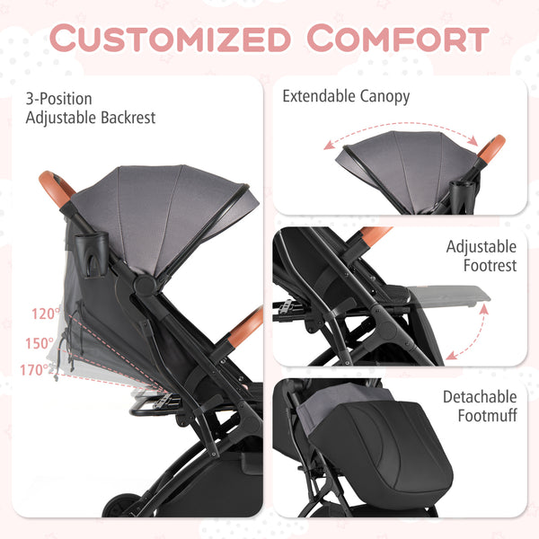 Lightweight Baby Stroller Compact Travel Stroller with One-Hand Folding
