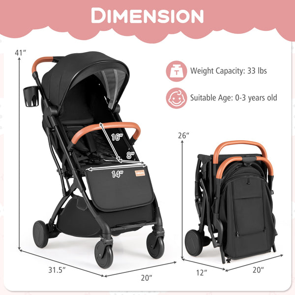 Lightweight Baby Stroller Compact Travel Stroller with One-Hand Folding