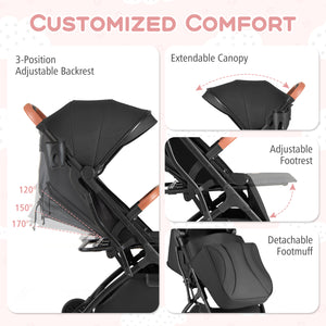 Lightweight Baby Stroller Compact Travel Stroller with One-Hand Folding