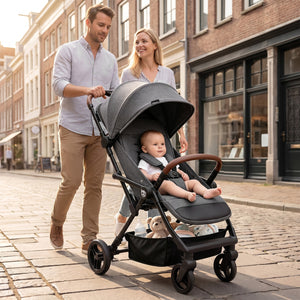 Lightweight Baby Stroller with One-Hand Folding and Adjustable Canopy for Toddlers
