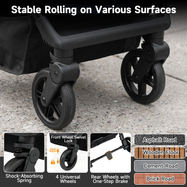 Lightweight Baby Stroller with One-Hand Folding and Adjustable Canopy for Toddlers
