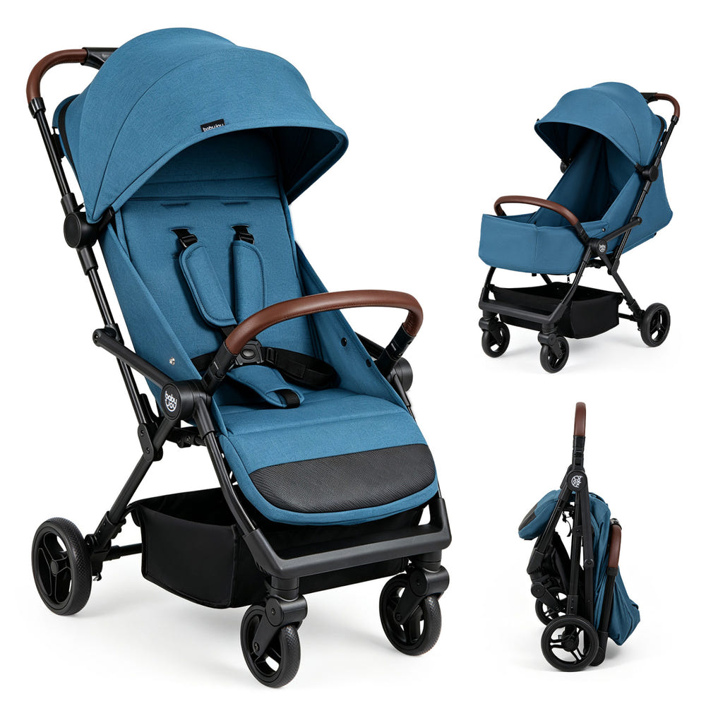 Lightweight Baby Stroller with One-Hand Folding and Adjustable Canopy for Toddlers