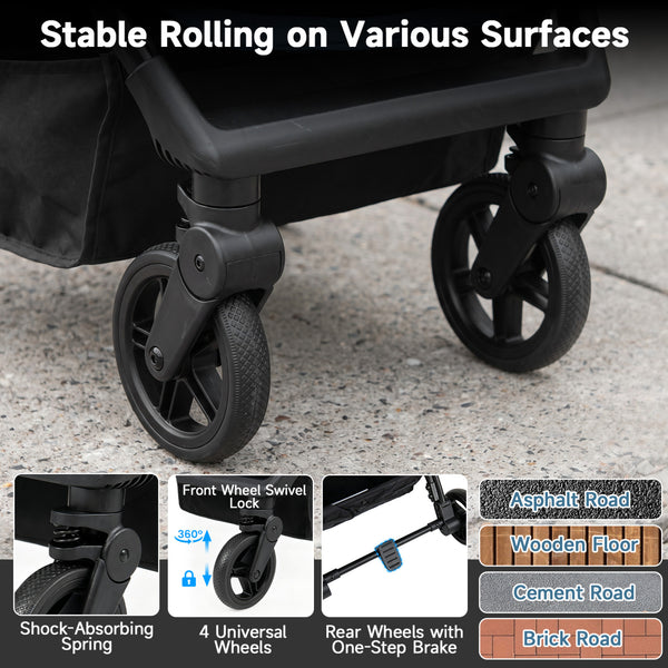 Lightweight Baby Stroller with One-Hand Folding and Adjustable Canopy for Toddlers