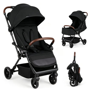 Lightweight Baby Stroller with One-Hand Folding and Adjustable Canopy for Toddlers