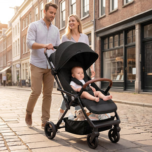 Lightweight Baby Stroller with One-Hand Folding and Adjustable Canopy for Toddlers