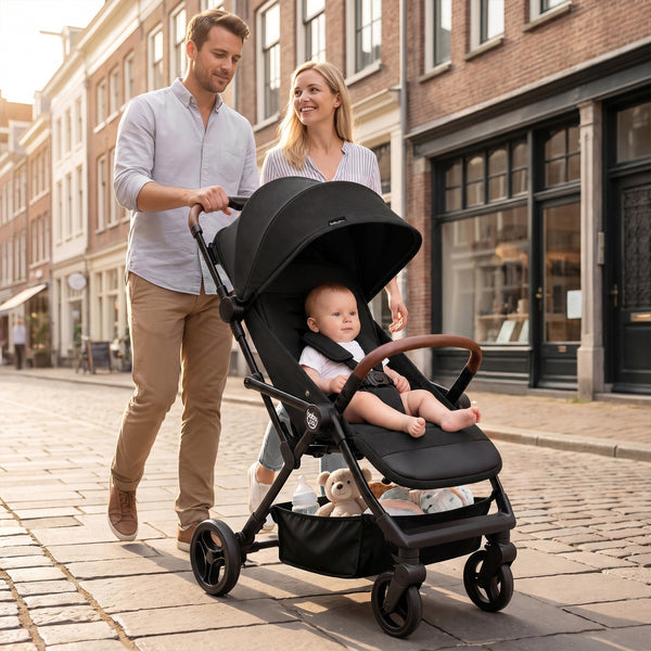 Lightweight Baby Stroller with One-Hand Folding and Adjustable Canopy for Toddlers