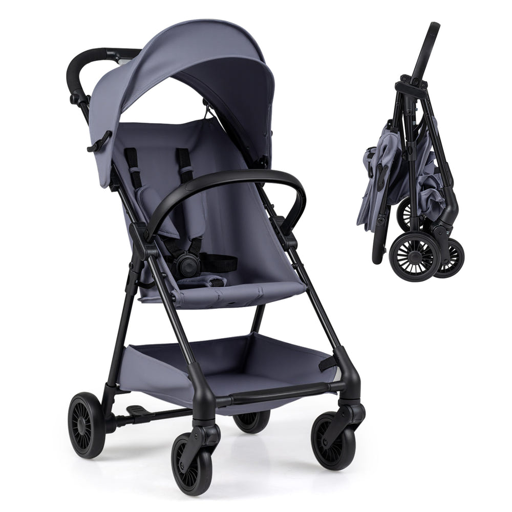 Lightweight Travel Stroller with Canopy and Under-Seat Basket for Baby and Toddler