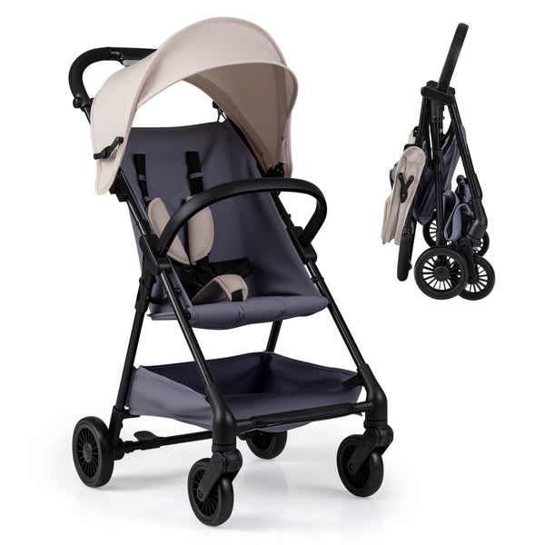 Lightweight Travel Stroller with Canopy and Under-Seat Basket for Baby and Toddler