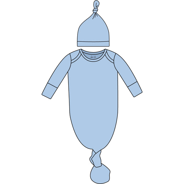 Lillian Trisomy 18 Blue Bamboo Knotted Gown + Hat