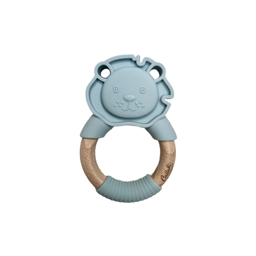 Lion Silicone Teether for babies, soft and safe, perfect for soothing gums, shown from angle 4.