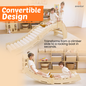 Sensory Roller Slide & Rocker Combo for babies, promoting play and development in a colorful design.