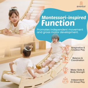 Sensory Roller Slide & Rocker Combo for babies, promoting fun and development in a stylish design.