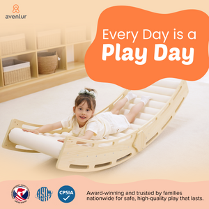 Sensory Roller Slide & Rocker Combo for babies, promoting fun and development in a stylish design.