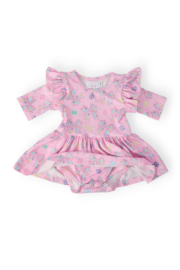 Little Bow Peeps 3/4 Sleeve Twirl Flutter Bodysuit