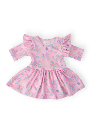 Little Bow Peeps 3/4 Sleeve Twirl Flutter Bodysuit