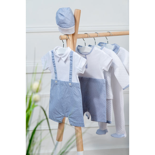 LITTLE STARS | Baby Boys White & Blue Cotton Hat