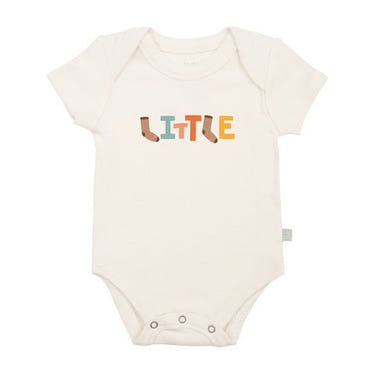 Graphic bodysuit for babies featuring a cute autumn design, perfect for stylish short sleeve wear.