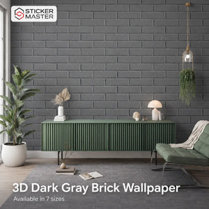 3D Dark Gray Brick Wallpaper / Industrial Brick Wall Mural by Sticker Master