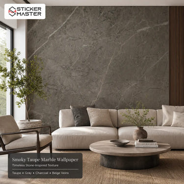 Smoky Taupe Marble Wallpaper Mural / Modern Stone Wall Decor by Sticker Master