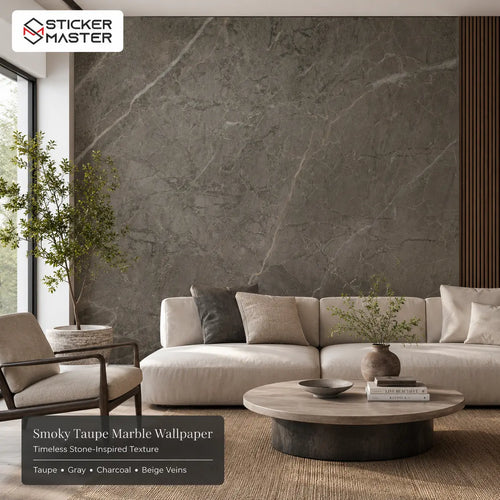 Smoky Taupe Marble Wallpaper Mural | Modern Stone Wall Decor