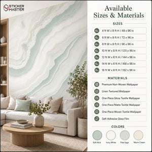Soft Mint Agate Marble Wallpaper Mural / Luxury Pale Sage Wall Decor by Sticker Master