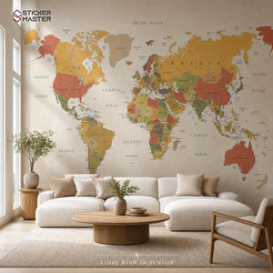 Voyager Atlas World Map Wallpaper Mural | Office Study Wall Decor