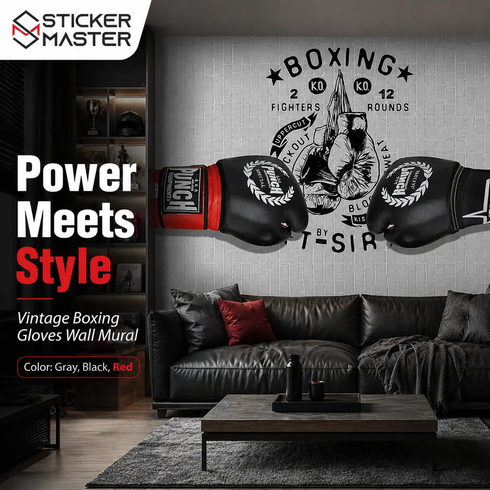 Vintage Boxing Gloves Wall Mural by Sticker Master