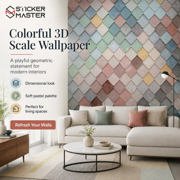 3D Multicolor Scale Wallpaper Mural for Modern Walls by Sticker Master