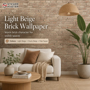 Light Beige Brick Wallpaper / Realistic 3D Brick Wall Mural by Sticker Master