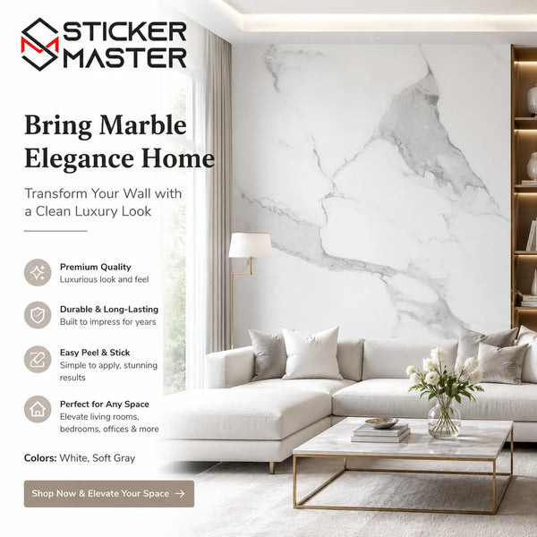 White Marble Vein Wallpaper Mural | Modern Wall Decor for Homes