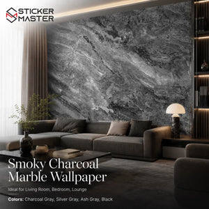 Smoky Charcoal Marble Wallpaper by Sticker Master