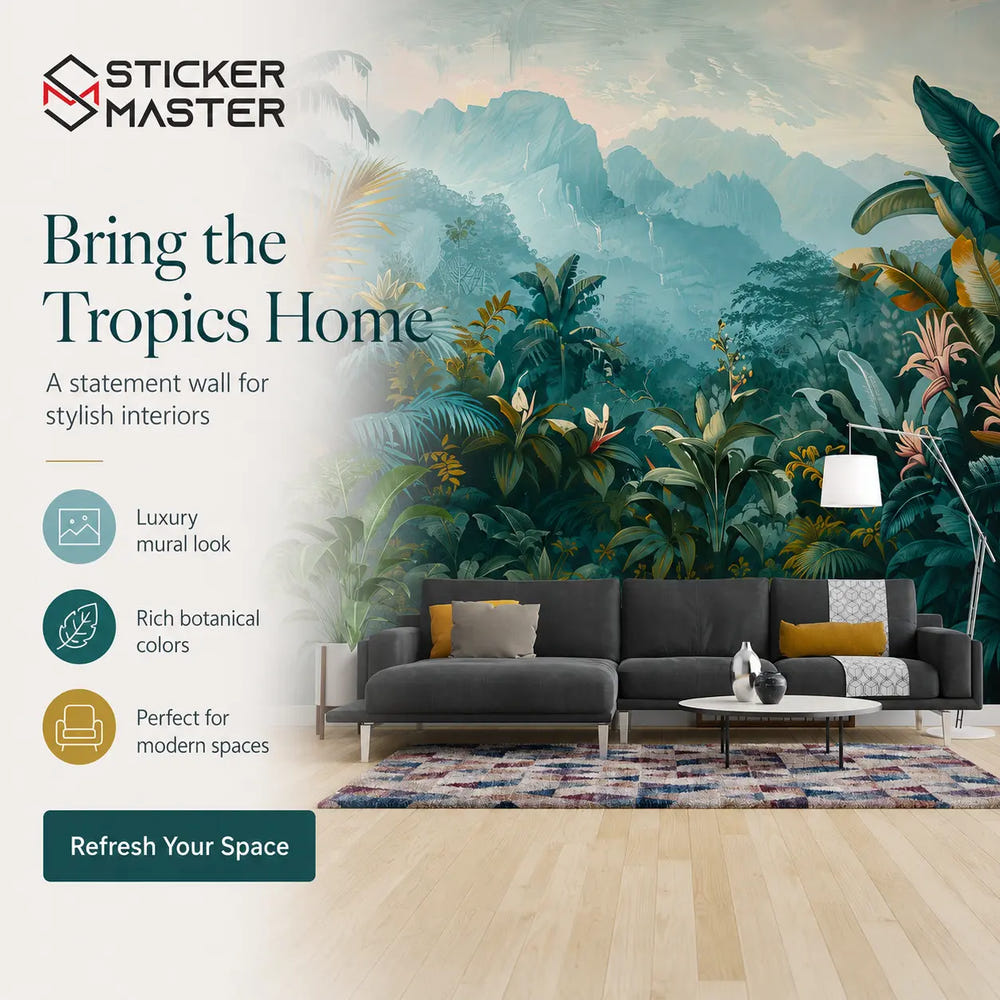 Tropical Valley in Bloom Wallpaper Mural by Sticker Master