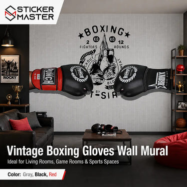 Vintage Boxing Gloves Wall Mural by Sticker Master