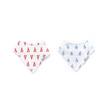Maine Lobster and Cape Cod Sails Organic Bandana Bib Set