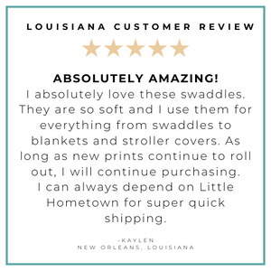 Gift Set: Louisiana Baby Muslin Swaddle Blanket and Burp Cloth/Bib Combo Baby Shower Essential for Newborn