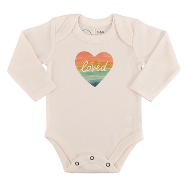 long sleeve graphic bodysuit | loved rainbow heart