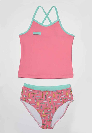 Talula Surfboard Tankini Set in Raspberry Surf - Cute two-piece swimwear for babies.