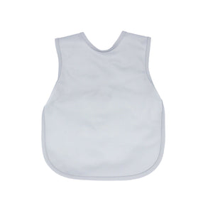 Solid light gray minimalist bapron for babies, angled view showcasing its stylish and functional design.