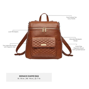 Stylish caramel Signature Diaper Bag, angle view 8, perfect for modern parents on the go.