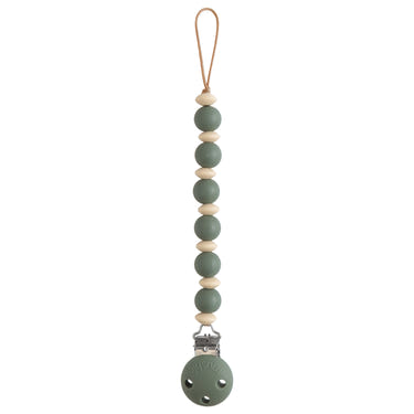 Silicone Pacifier Clip Luna in soft colors, perfect for keeping pacifiers clean and accessible for babies.