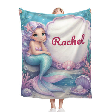 Personalized Mermaid Blanket Throw | Custom Name Gift