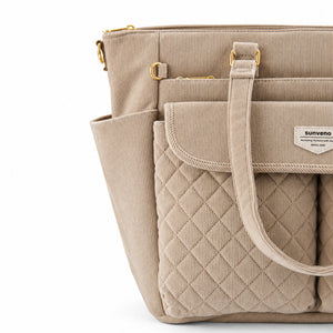 SUNVENO Corduroy Quilted Diaper Bag Tote