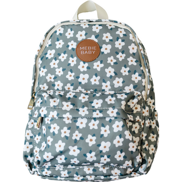 Green floral mini backpack for babies, perfect accessory for outings and seasonal wear.