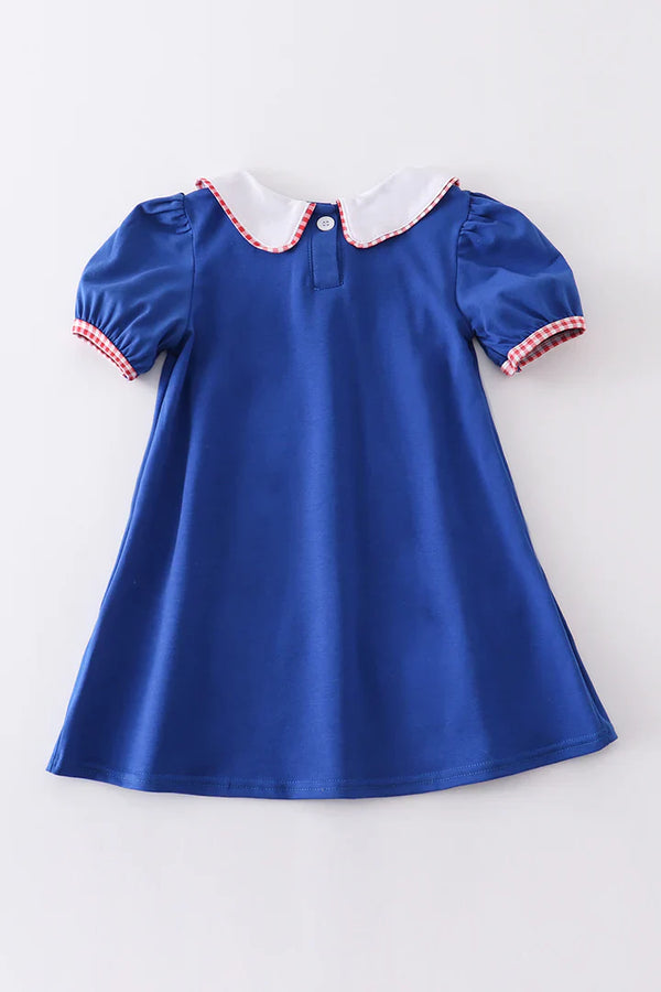 Blue Baseball Applique dress