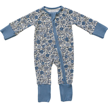 Bluebell Pointelle Bamboo Zipper Pajamas for babies, soft and stylish footie sleepwear in a cozy design.