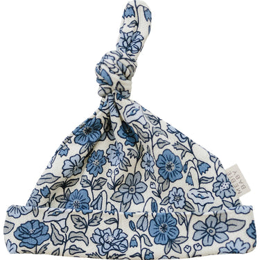 Bluebell Pointelle Bamboo Newborn Knot Hat in soft blue, perfect for keeping little heads warm and stylish.